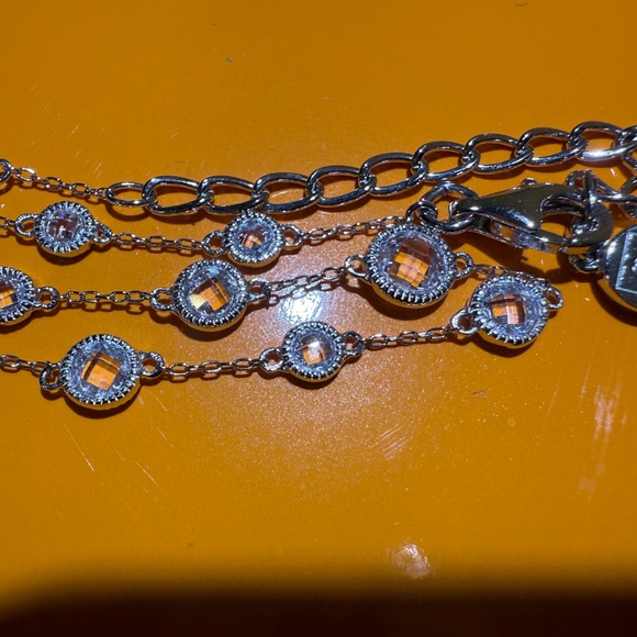 ELLE Sterling Silver Rhodium Plated Faceted Cubic Zirconia 11-CZ Bracelet 925 - Picture 8 of 12